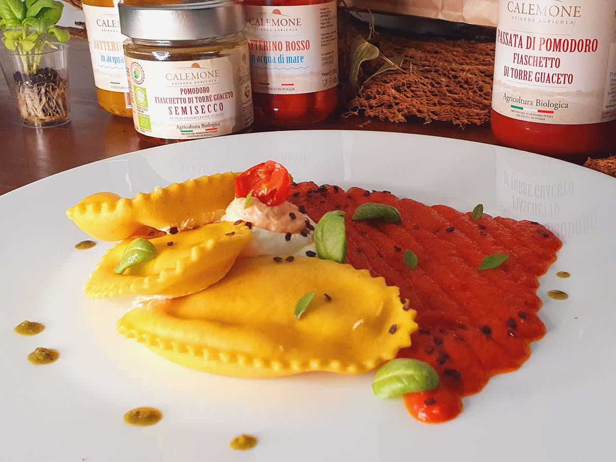 Raviolo artigianale al Pomodoro Fiaschetto di Torre Guaceto Presidio Slow Food